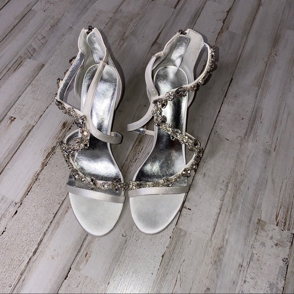 Women’s Satin Rhinestone Stiletto Heels - Picture 2 of 6